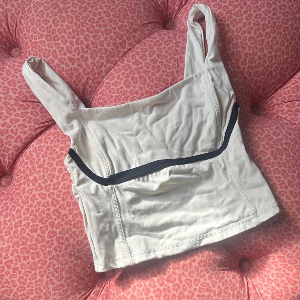 Monday Swimwear White Crop Top with Black Trim
